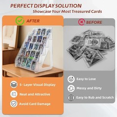 Trading Card Display Stand, 5 Tier Vertical Holder for Baseball Basketball Sport