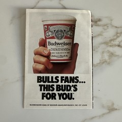 1985-86 CHICAGO BULLS BASKETBALL POCKET SCHEDULE MICHAEL JORDAN BUD AD + Stubs
