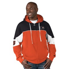 Men&rsquo;s Starter Black/Orange Philadelphia Flyers Power Forward Full-Zip Hoodie