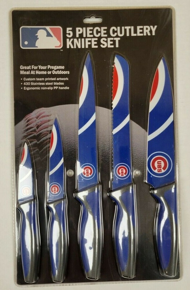MLB Chicago Cubs 5-Piece Stainless Steel Cutlery Knife Set, NEW