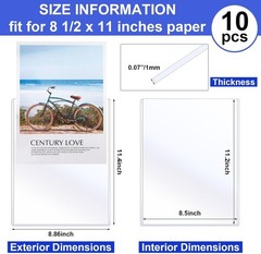 10 Pcs 8 1/2&Prime; X 11&Prime; Rigid Print Protectors Clear Rigid Sleeve Plastic Paper Page
