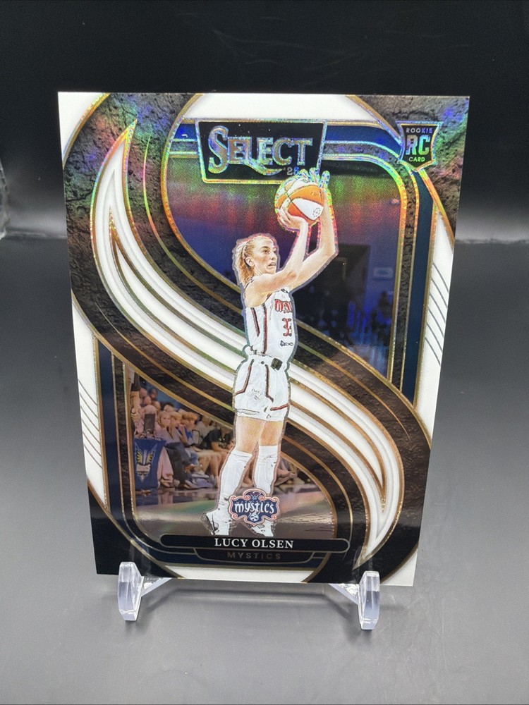 2025 Panini WNBA Select Lucy Olsen Premier Level RC White Prizm #/99 Mystics