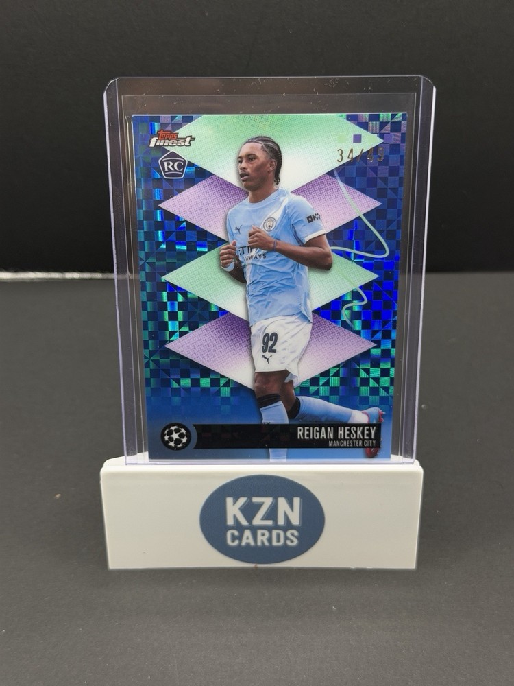 Reigan Heskey 2026 Topps Finest UEFA Rookie Rare Blue XFractor /49 (RC)