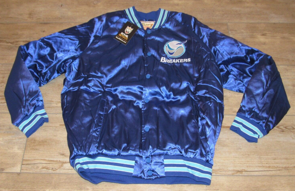 Boston New Orleans Portland Breakers USFL Vintage Satin Varsity Jacket Men Large