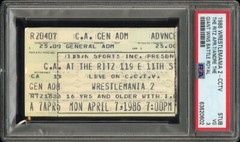 1986 WRESTLEMANIA 2 ANDRE THE GIANT WINS BATTLE ROYAL 4/7 CCTV TICKET POP1 PSA 3