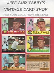 1960 TOPPS BASEBALL # 177 TO # 568 / SEE DROP DOWN MENU