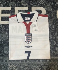 Umbro England David Beckham #7 Men’s L Soccer Jersey White/Red/Navy