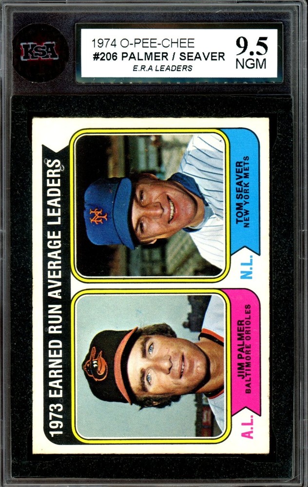 1974 TOPPS OPC O-PEE-CHEE #206 Jim Palmer Tom Seaver KSA 9.5 NGM 1973 NL Leaders