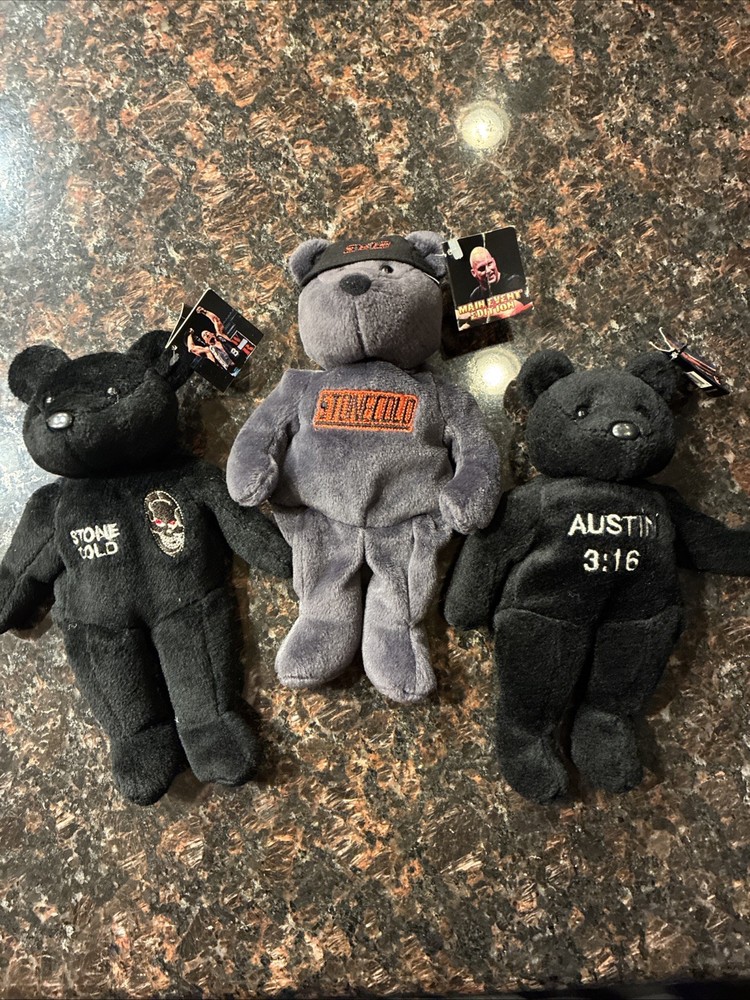 WWF Stone Cold Steve Austin Attitude Bear Lot 1999 With Main Event 5959/25000