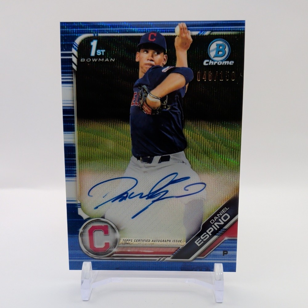 2019 BOWMAN CHROME DANIEL ESPINO BLUE WAVE AUTO AUTOGRAPH /150 CLEAN!