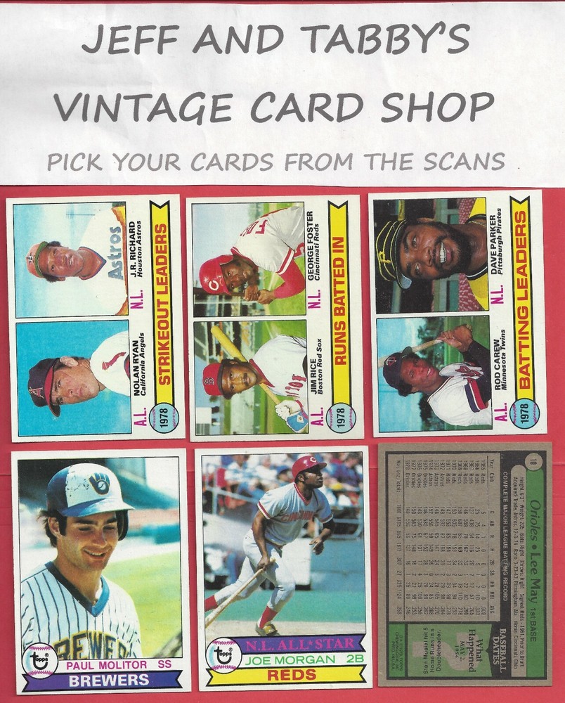 1979 TOPPS BASEBALL 181 TO 360 / SEE DROP DOWN MENU FOR CARD YOU WILL RECEIVE.