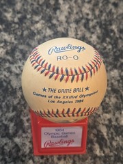 1984 BASEBALL~RAWLINGS XXIII OLYMPICS GAME BALL W/RAWLINGS STAND