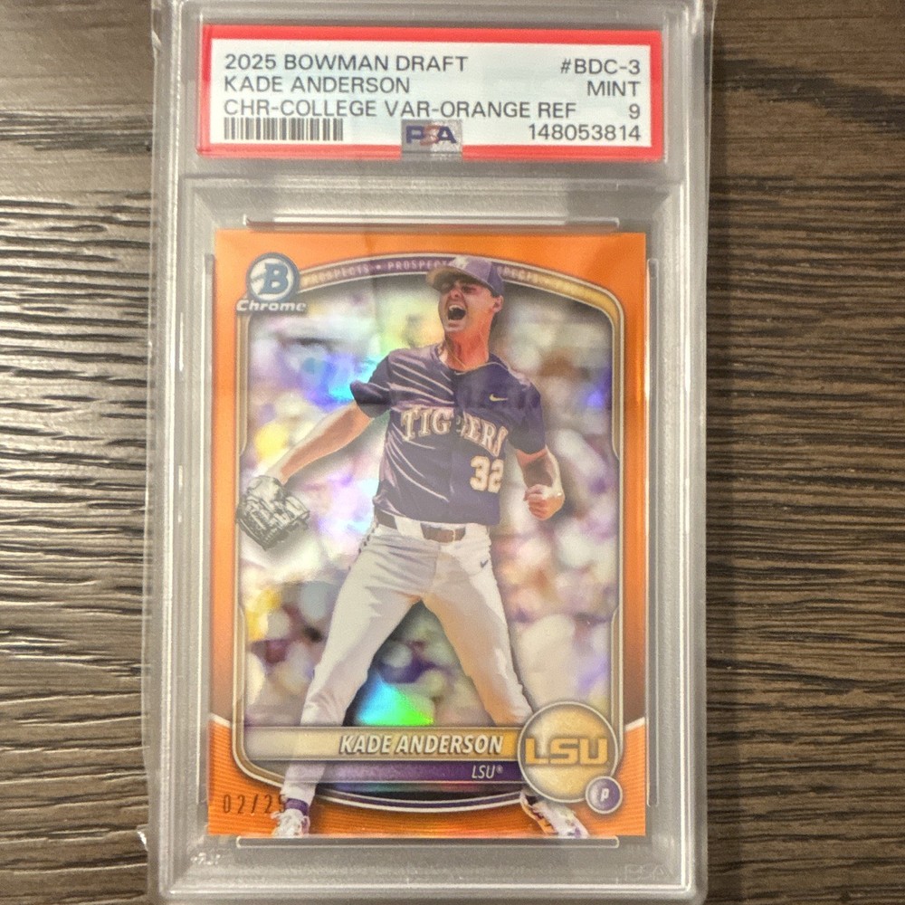 Topps 2025 Bowman Draft Kade Anderson Chrome College Var BDC-3 Orange /25 PSA 9