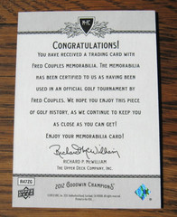 Fred Couples 2012 Goodwin Champions #M-FC MEMORABILIA Used Golf Shirt card $ PGA