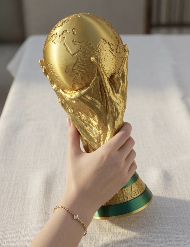 3D Printed FIFA World Cup Trophy Replica – Gold Silk PLA – 15cm