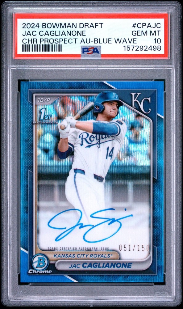 2024 Bowman Draft Jac Caglianone 1st Autograph Auto Blue /150 #CPA-JC PSA 10 🚀