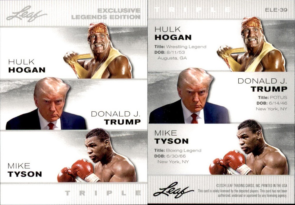 2024 Leaf EXCLUSIVE LEGEND HOGAN / TYSON / TRUMP #ELE-39 PRESIDENT USA!!!