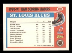 1991-92 TOPPS HOCKEY SCORING LEADER #20 BRETT HULL ST LOUIS BLUES