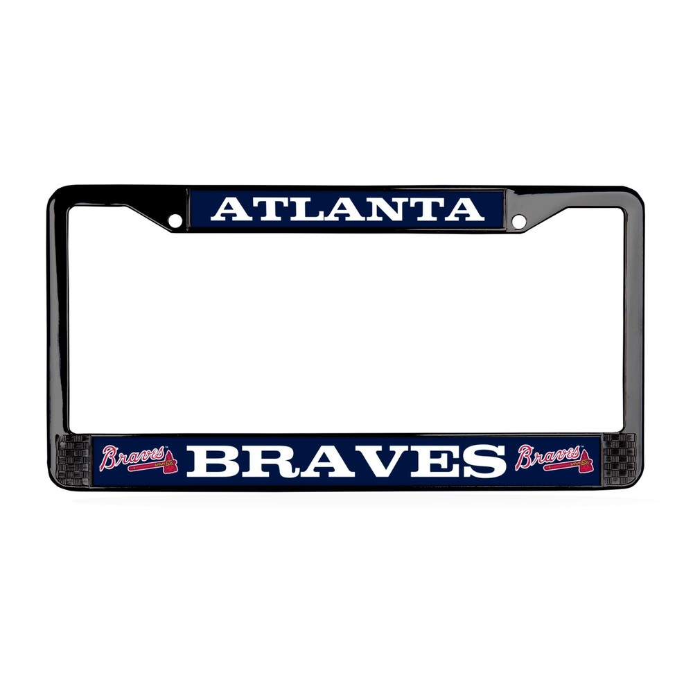 Atlanta Braves MLB 3D Polyurethane 2-Hole Black Metal License Plate Frame