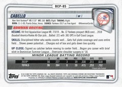 2020 Bowman – Chrome Prospects Antonio Cabello #BCP-85 Yellow Refractor /75 (RC)