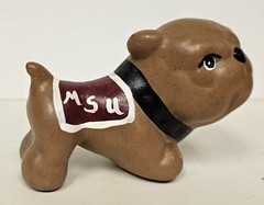 Mississippi State Bulldog Mascot Figure Hand Painted 2 3/4&Prime; Tall 4 1/4&Prime; Long