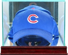 Baseball Hat Display Case Cherry Wood UV Glass MLB Autograph Cap US Holder Frame