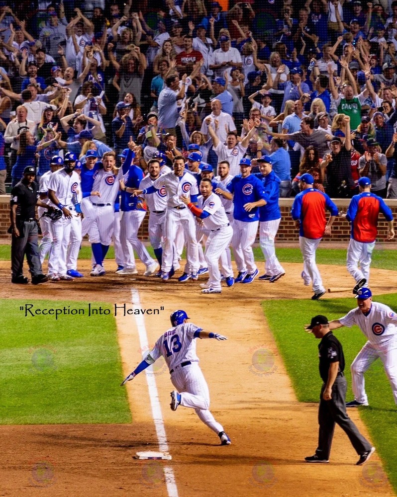 8×10 Photo “RECEPTION INTO HEAVEN” Baseball Walk Off Home Run Grand Slam Cubs