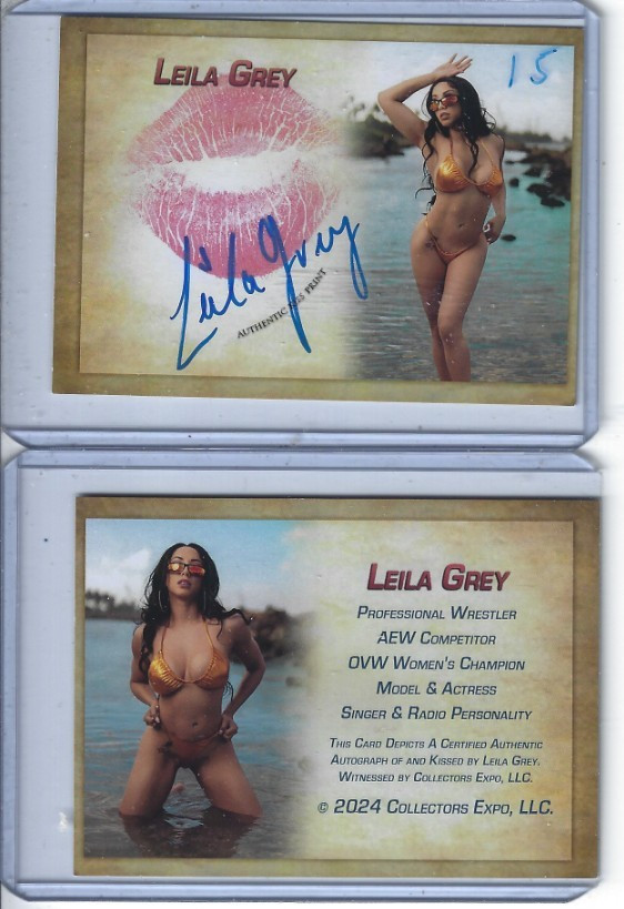Leila Grey Signed & Kissed Trading Card #15 AEW Wrestler Model Collectors Expo