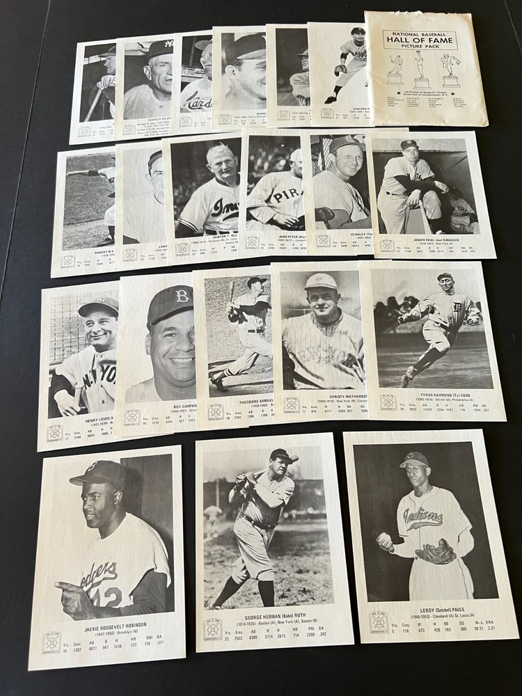 1973 HOF Picture Pack -20 w/ envelope-Babe Ruth, Satchel Paige,Jackie Robinson++