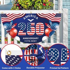 4 PCS 250th Anniversary USA Bunting Flag 3×1.5 Ft, America 250 Years Independenc