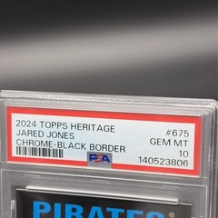 2024 Heritage Jared Jones (RC), #675, Chrome Black RC /75 PSA Gem Mint 10 POP 1