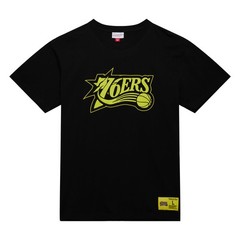 Men&rsquo;s Mitchell & Ness Black Philadelphia 76ers Hardwood Classics Neon Nights