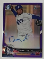 Dennis Santana Dodgers 2018 Bowman Chrome Purple Refractor /250 Auto Autograph
