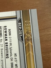 2022 Bowman Chrome – Prospects Joey Wiemer #BCP-207 Purple Refractor /250 (RC)