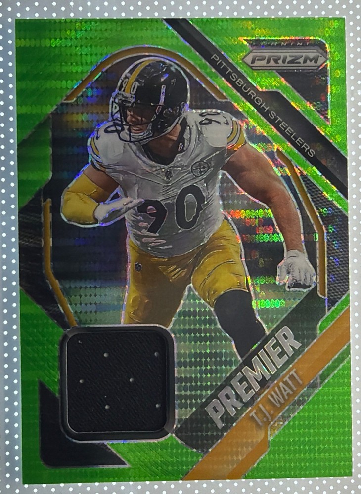 2025 Panini Prizm TJ Watt Neon Green Pulsar Prizm Premier Jersey (MEM, Patch)🔥