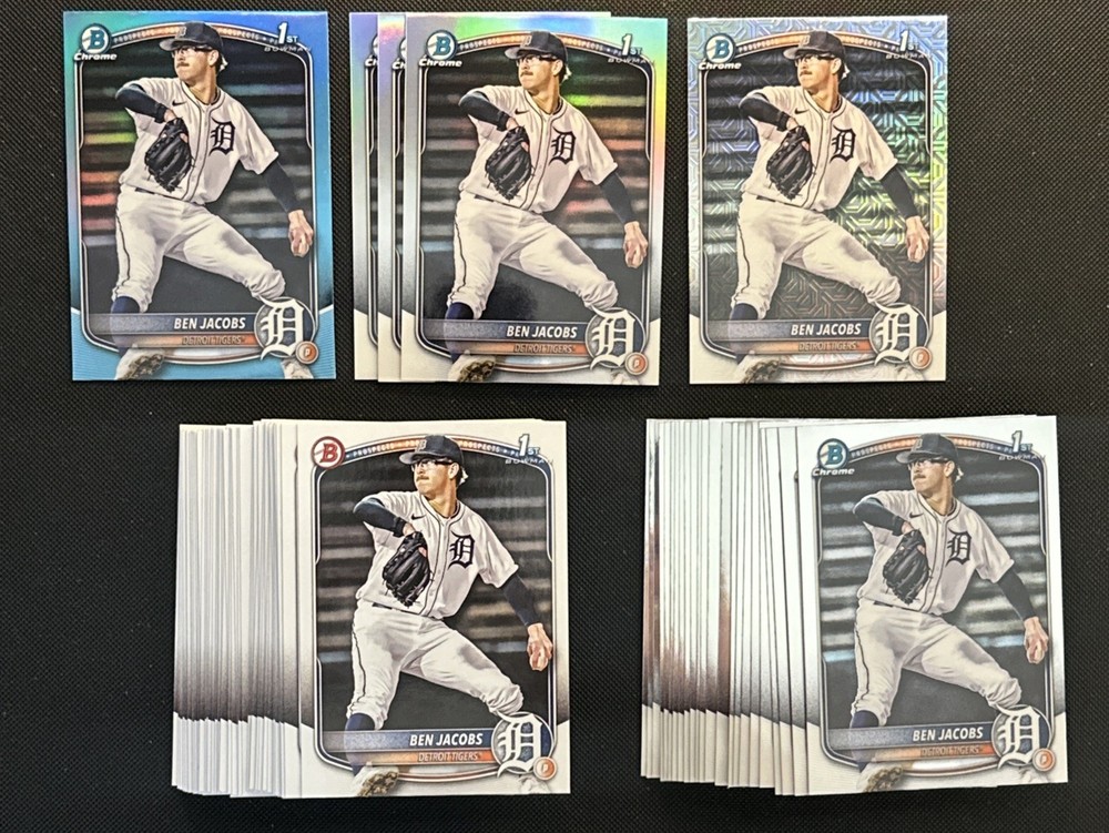 2025 Bowman Chrome Draft Ben Jacobs BDC-141 75 Card Lot Tigers