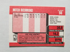 Mitch Richmond 1989-90 Fleer #56 Golden State Warriors Rookie