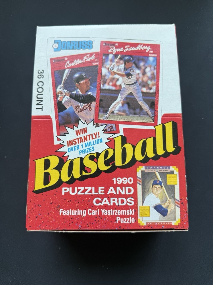 1990 Donruss Baseball Puzzle and Cards Box Set 36 Count wax packs Factory Sealed