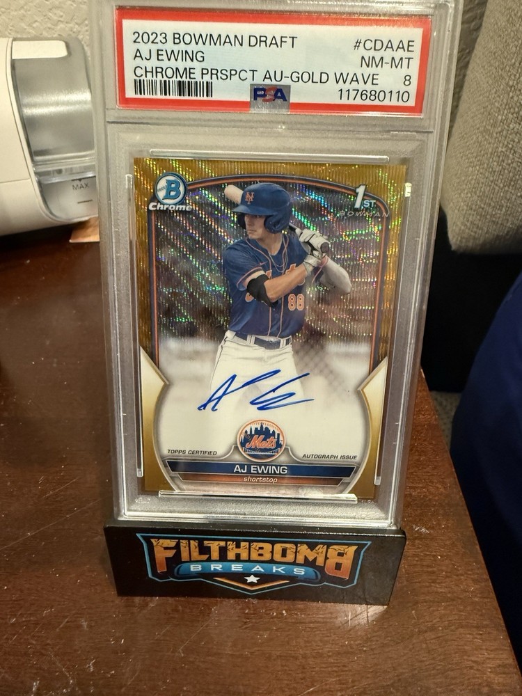 2023 Bowman Draft – Chrome Autographs AJ Ewing #CDA-AE Gold Wave Refractor /50