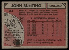 1980 Topps John Bunting #251 Philadelphia Eagles