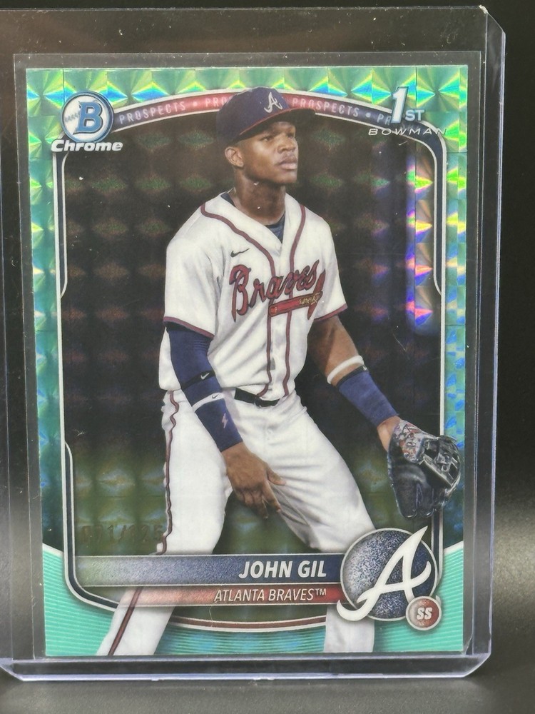 2025 Bowman Chrome John Gil #BCP-172 Aqua Geometric Refractor /125 1st Prospect