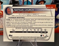 NATHAN CHURCH BCP-192 2025 Bowman Chrome Prospects 1st Bowman Card Mint Cardinal