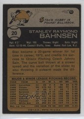 1973 Topps Stan Bahnsen (Gap in Black Border) #20 1g62