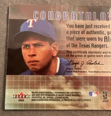 Fleer 2002 Triple Crown Home Run Kings Alex Rodriguez Rangers Memo #7SR