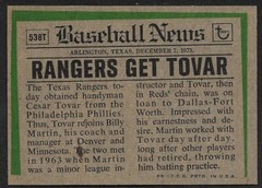 1974 TOPPS TRADED #538 T Cesar Tovar TEXAS RANGERS EX-MINT A