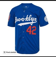Jackie Robinson #42 Brooklyn Dodgers Jersey Size L Blue STITCHED LETTERING ⚾️