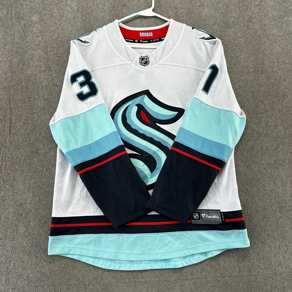 Seattle Kraken Jersey Mens M White Blue Philipp Grubauer #31 NHL Fanatics