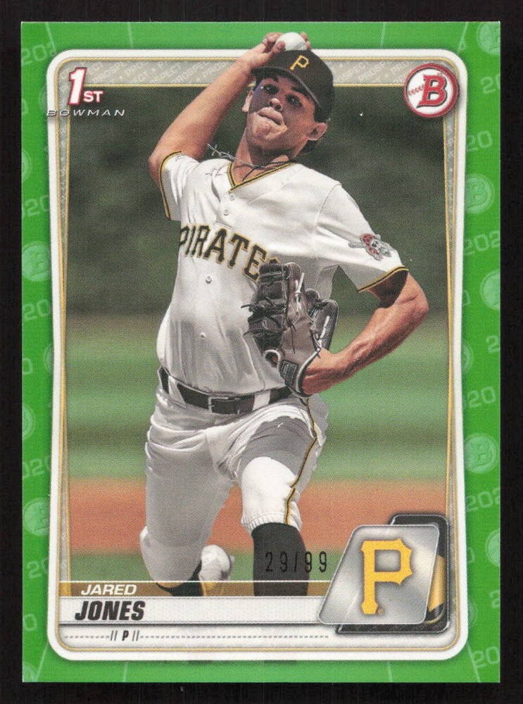 2020 Bowman Draft Jared Jones Green #/99 #BD-70 Card