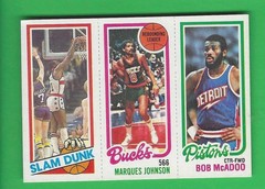 1980/81 Topps NBA Panel Card Hayes, Johnson, Bob McAdoo #89-#144-#257 NM