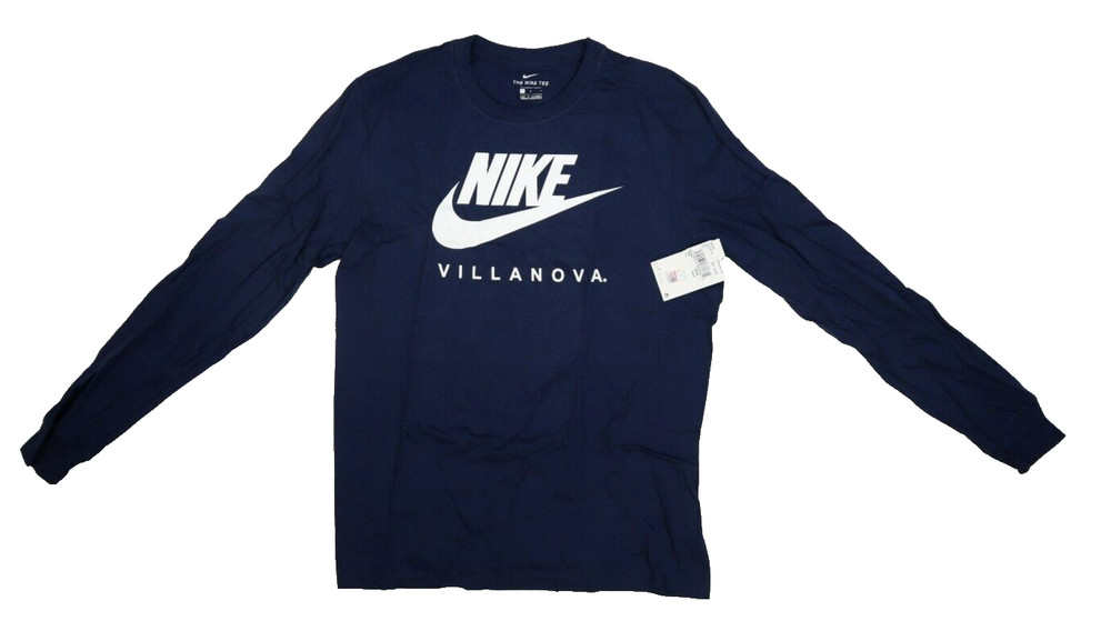 Nike Tee Villanova University Core Long Sleeve T-Shirt Navy Blue Swoosh Adult M